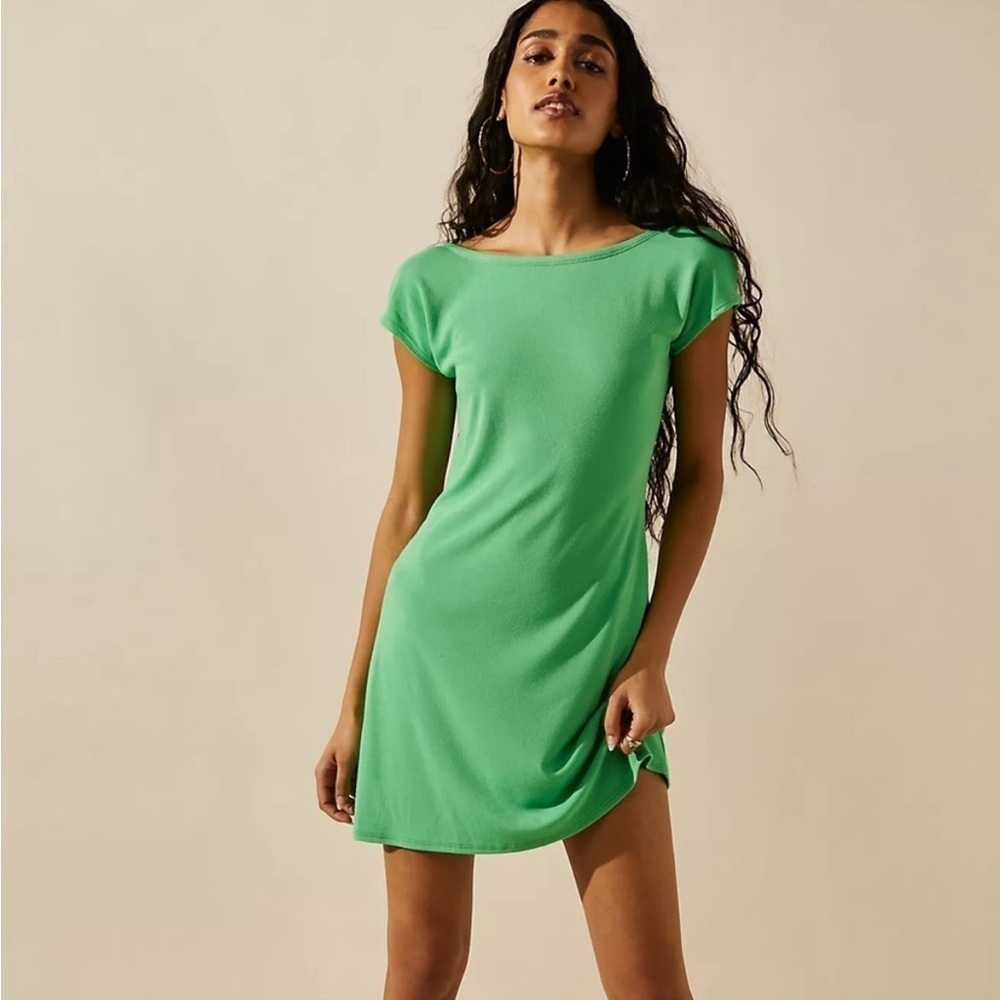 NWOT Free People FP Beach Rosalia Low Back Mini Dress - Green